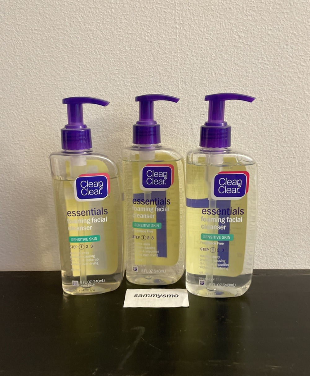 Clean & Clear Essentials Foaming Facial Cleanser Sensitive Skin step 1, 8oz x3